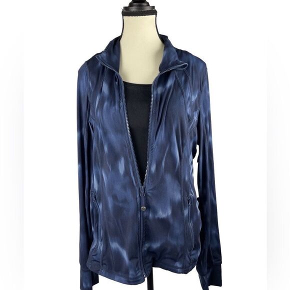 Members Mark Zen active tie dye blue jacket + black compression ankle legging XL - Picture 5 of 16